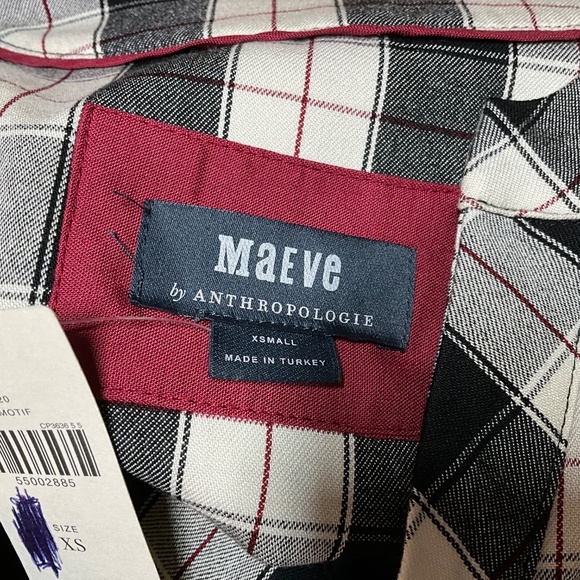 ANTHROPOLOGIE  Maeve 100% Viscose Tiered Plaid Midi Dress Partly Lined US Sz XS - Picture 7 of 14